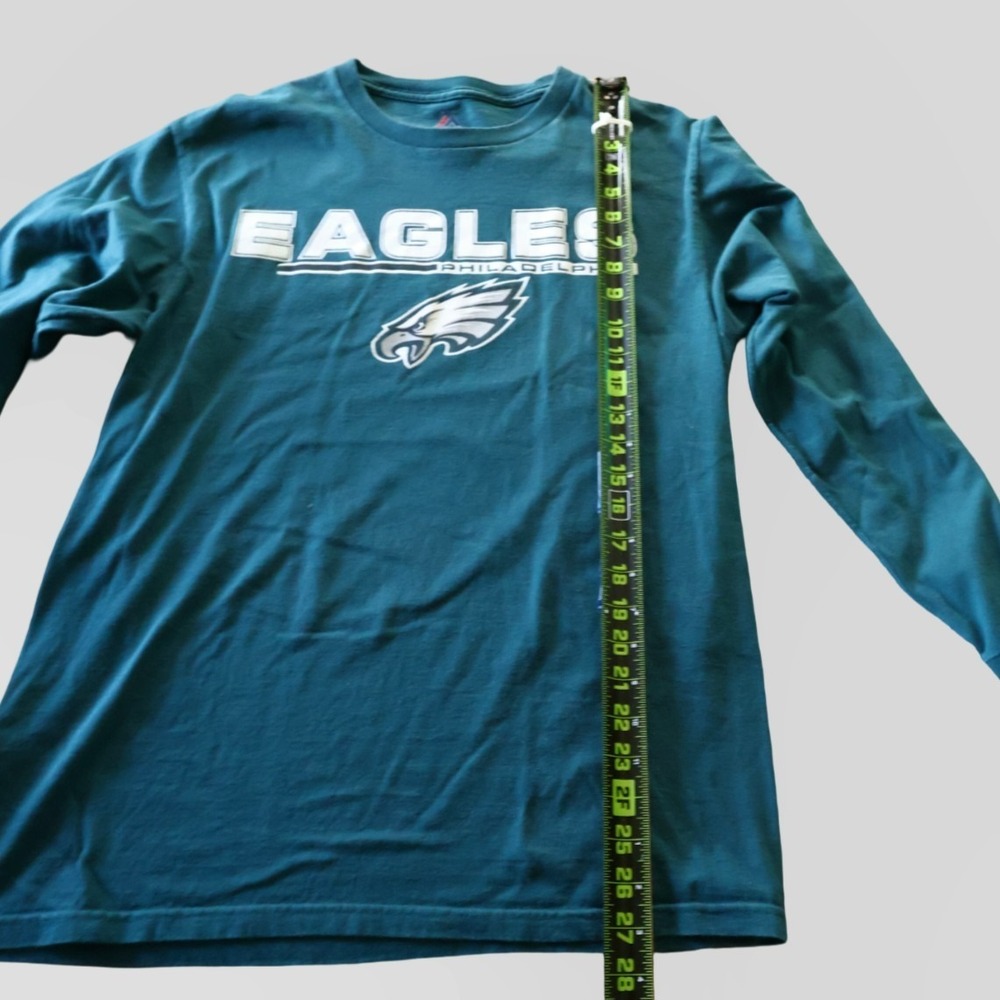 Y2K‎ Majestic Philadelphia Eagles Mens Medium Long Sleeve T-Shirt Midnight Green - Picture 8 of 9